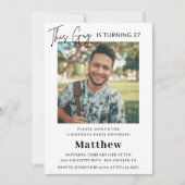Elegante 27e verjaardagsuitnodigingen Mannen Foto Kaart (Voorkant)