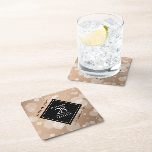 Elegante 28e Linnen Huwelijksjubileumviering Kartonnen Onderzetters (Insitu)