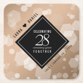 Elegante 28e Linnen Huwelijksjubileumviering Kartonnen Onderzetters (Voorkant)