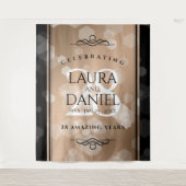 Elegante 28e Linnen Huwelijksjubileumviering Wandkleed (Voorkant)