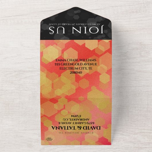 Elegante 29e granaat Huwelijksverjaardag All In One Uitnodiging (Buitenkant)