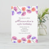 Elegante 29e verjaardag uitnodigingen Floral Chic  (Staand voorkant)