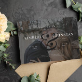 Elegante 2 aangepaste foto's overlay zwarte bruilo save the date