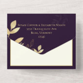 Elegante 2 bruiden Dark Plum LGBTQ Pride Bruiloft All In One Uitnodiging (Achterkant)