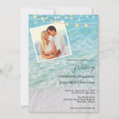 Elegante 2 foto aan zee String Lights Beach Kaart (Voorkant)