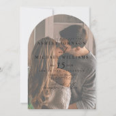 Elegante 2 foto boog overlay bruiloft uitnodiging (Voorkant)