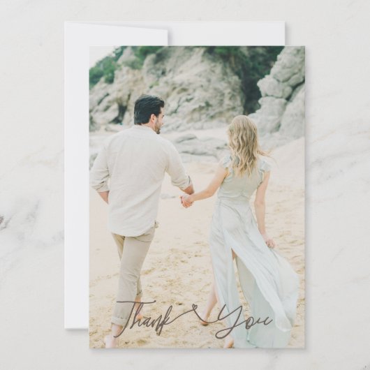 Elegante 2 foto bruiloft dank u kaart (Voorkant)