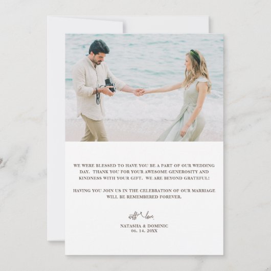Elegante 2 foto bruiloft dank u kaart (Achterkant)