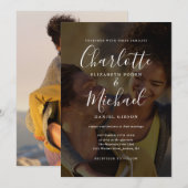 Elegante 2 Foto Handtekening Script Bruiloft Kaart (Voorkant / Achterkant)