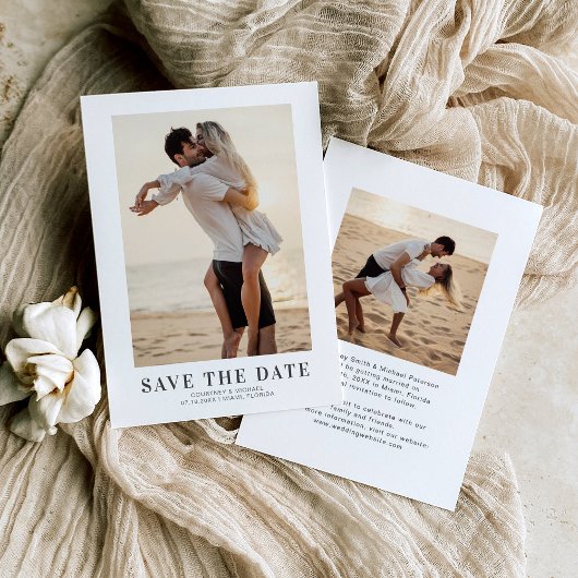 Elegante 2 Foto Huwelijk Save The Date