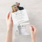 Elegante 2 Foto Huwelijksreceptie All In One Uitnodiging (Afscheurbaar)