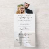 Elegante 2 Foto Huwelijksreceptie All In One Uitnodiging (Binnen)