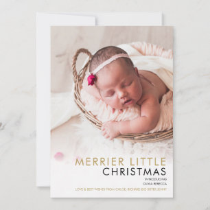 Elegante 2 Foto Kerstvakantie Geboorte Aankondiging