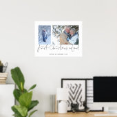 Elegante 2 Foto Script Naam 1e Kerstmet Pensioen Poster (Thuiskantoor)