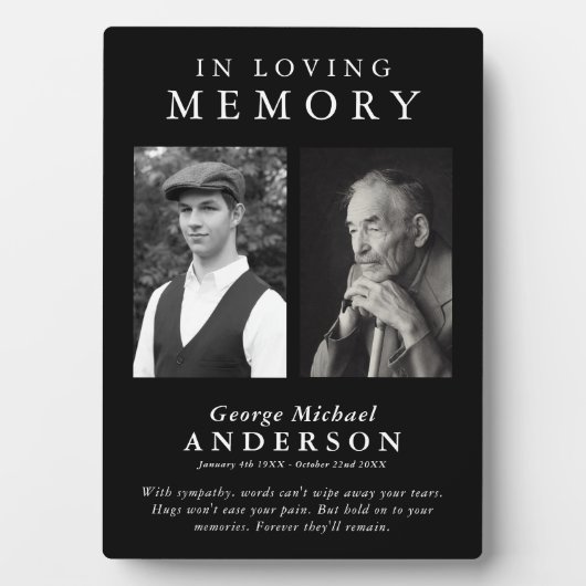 Elegante 2 foto 'Ter nagedachtenis' herdenking Fotoplaat (voorkant)