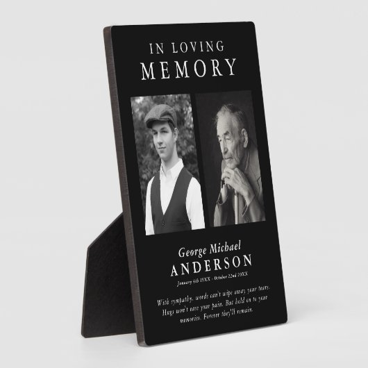 Elegante 2 foto 'Ter nagedachtenis' herdenking Fotoplaat (Zijkant)