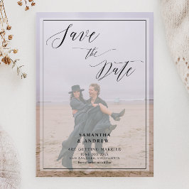 Elegante 2 foto's collage opslaan de datum bruilof save the date