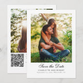 Elegante 2 Foto's QR Code Huwelijk Save The Date (Voorkant / Achterkant)