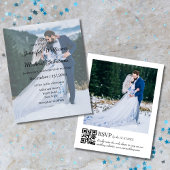 Elegante 2 foto's QR Code RSVP bruiloft uitnodigin