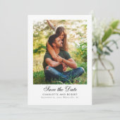 Elegante 2 foto's QR-code trouwkaart Save The Date (Staand voorkant)