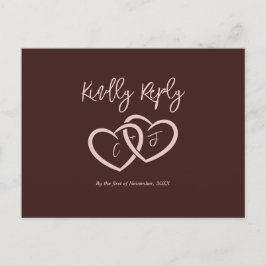 Elegante 2 harten Sienna Red Menu Keuze RSVP-kaart