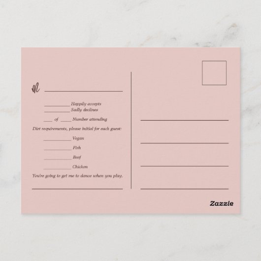 Elegante 2 harten Sienna Red Menu Keuze RSVP-kaart (Achterkant)