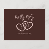 Elegante 2 harten Sienna Red Menu Keuze RSVP-kaart (Voorkant)