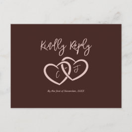 Elegante 2 harten Sienna Red Menu Keuze RSVP-kaart