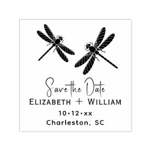 Elegante 2 Libellen Trouwkoppel Save the Date Zelfinktende Stempel
