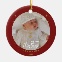 Elegante 2-zijdige Mijn Eerste Kerst Baby Foto Ce