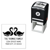 Elegante 2 zwanen silhouet naam adres  zelfinktende stempel (In situ)