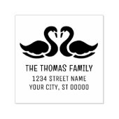 Elegante 2 zwanen silhouet naam adres  zelfinktende stempel (Design)