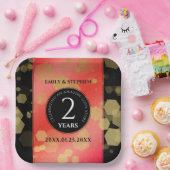 Elegante 2e granaat Huwelijksjubileumviering Papieren Bordje (Feest)