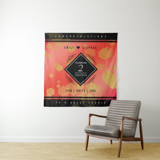 Elegante 2e granaat huwelijksjubileumviering wandkleed (In situ)