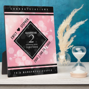 Elegante 2e Roze Kwarts Huwelijksjubileum Fotoplaat