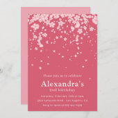 Elegante 2e verjaardag uitnodigingen Pink Floral (Voorkant / Achterkant)