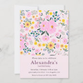 Elegante 2e verjaardag uitnodigingen Pink Floral C (Voorkant)