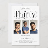 Elegante 30 3 foto collage 30ste verjaardag kaart (Voorkant)