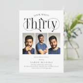 Elegante 30 3 foto collage 30ste verjaardag kaart (Staand voorkant)