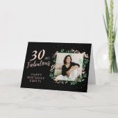 Elegante 30 en Fabulous Bloem 30ste Verjaardag Fot Kaart (Voorkant)