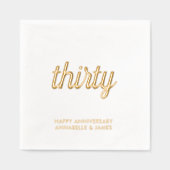 Elegante 30e bruiloft Jubileum Gold Foil servetten (Voorkant)