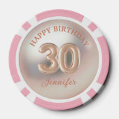 Elegante 30e Happy Birthday roos Gold Luxury Chiqu Poker Chips (Achterkant)