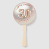 Elegante 30e Happy Birthday roos Gold Luxury Handwaaier (Achterkant)