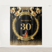 Elegante 30e Man verjaardagswhiskey feestbanner Wandkleed (Voorkant)