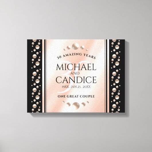 Elegante 30e parelhuwelijk jubileumviering canvas afdruk (Voorkant)