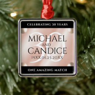 Elegante 30e parelhuwelijk jubileumviering metalen ornament