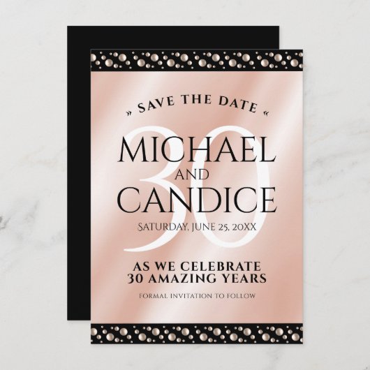 Elegante 30e parelhuwelijk jubileumviering save the date (Voorkant / Achterkant)