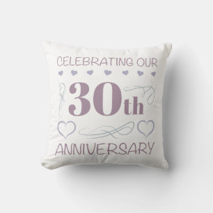 Elegante 30e trouwjubileum paars kussen