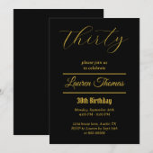 Elegante 30e verjaardag Dertig Eenvoudig Zwart en Kaart (Voorkant / Achterkant)