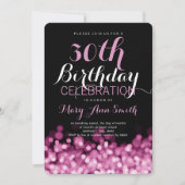 Elegante 30e verjaardag feest roze lichten kaart (Voorkant)